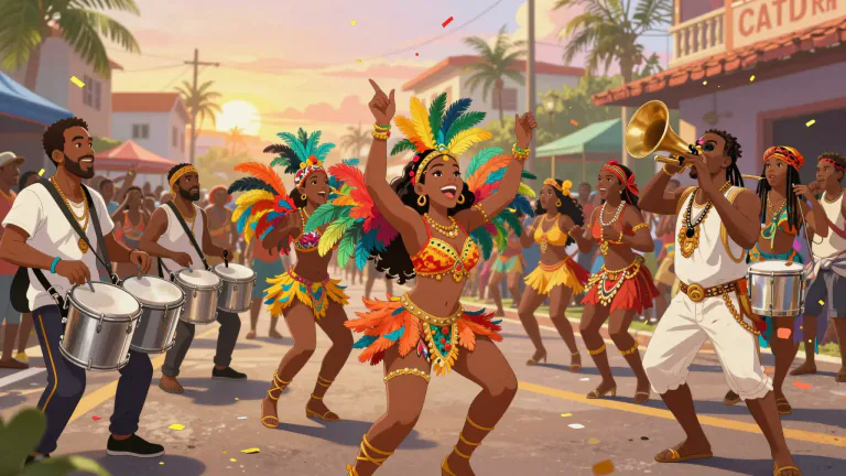Visual representation of "soca" - A genre of music originating from Trinidad and Tobago characterized by upbeat tempos and influences from calypso music.