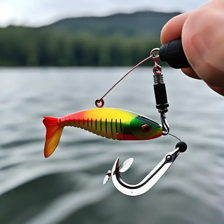 Visual representation of "spinner" - A type of lure used in fishing, with a spinning blade.