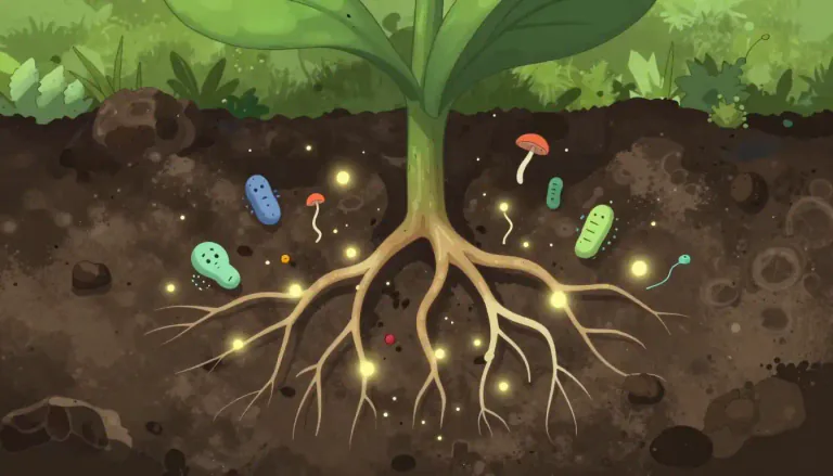 Visual representation of "rhizosphere" - The rhizosphere is a region of soil that surrounds and is influenced by plant roots, containing a variety of microorganisms and nutrients that affect plant growth.