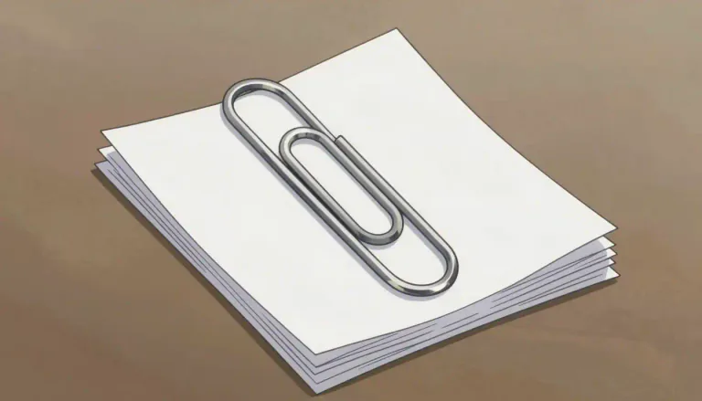 Visual representation of "paperclip" - A small metal device used to hold sheets of paper together.