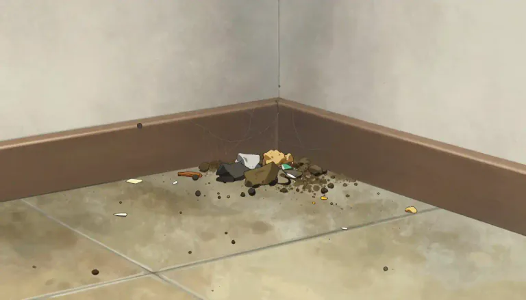 Visual representation of "grot" - Small pieces of dirt or rubbish