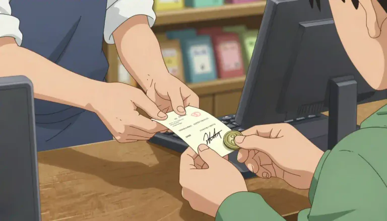 Visual representation of "receipt" - A proof in writing that a person has received money or property.