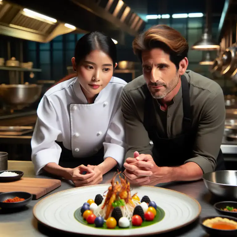Visual representation of "fusion" - A type of cooking that combines elements and techniques from different cuisines.