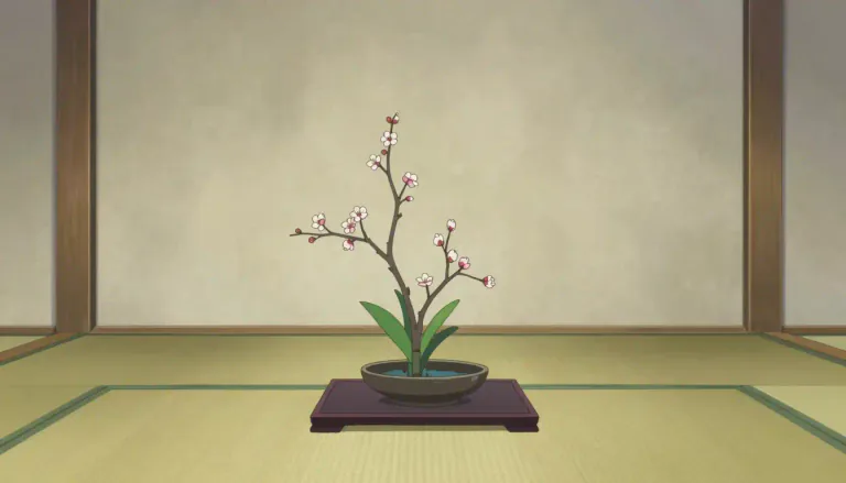 Visual representation of "ikebana" - Ikebana is a Japanese art form that involves the arrangement of flowers in a way that emphasizes harmony, balance, and simplicity.