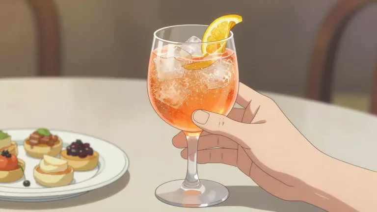 Visual representation of "aperitif" - A drink, usually alcoholic, served before a meal to stimulate the appetite.