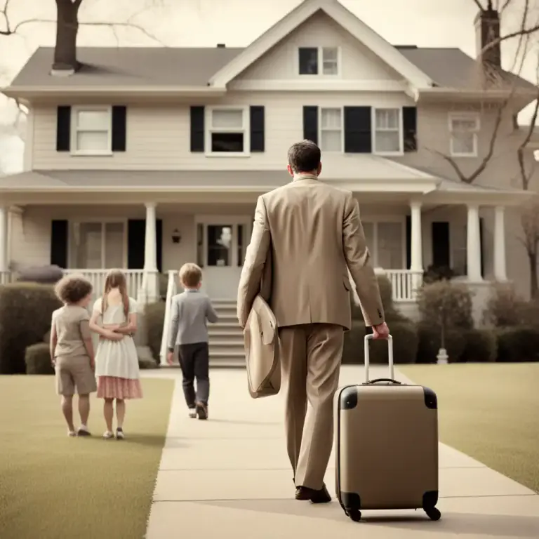 Visual representation of "run off" - To leave someone, especially a wife, husband or family