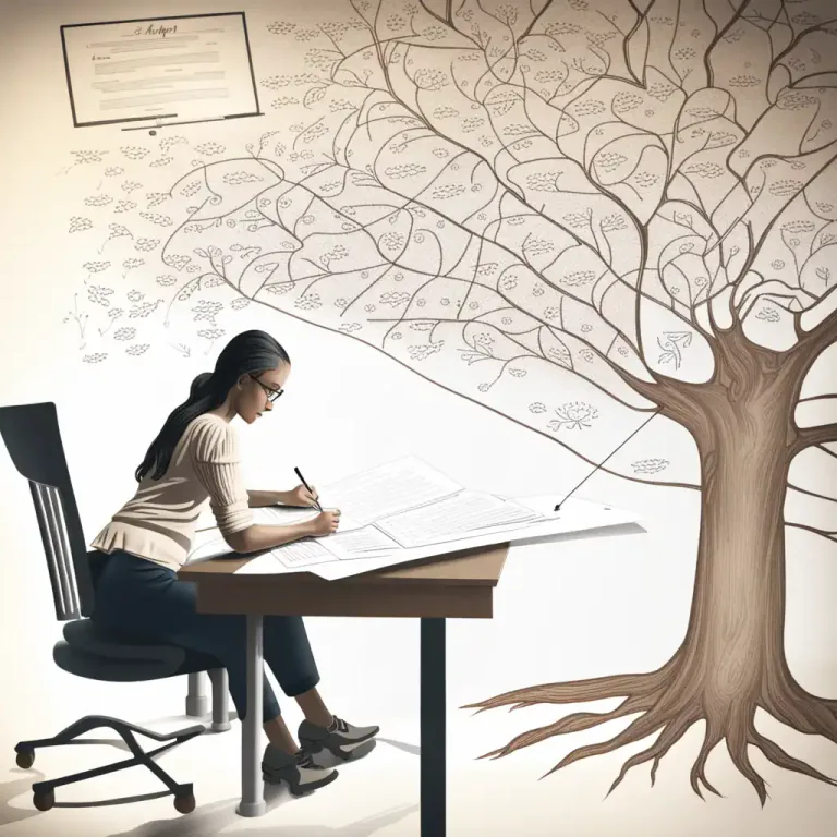 Visual representation of "lineage" - The process of tracing back and recording one's ancestors