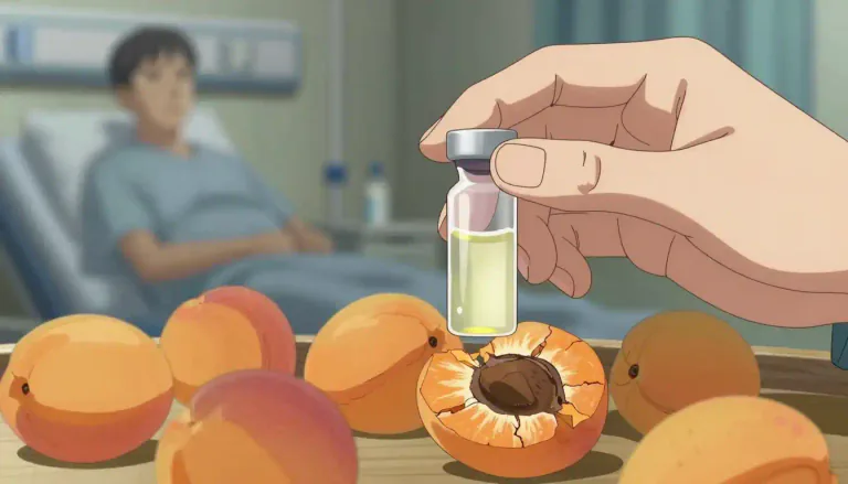 Visual representation of "laetrile" - A compound derived from apricot pits that has been promoted as a treatment for cancer, although its effectiveness is unproven.