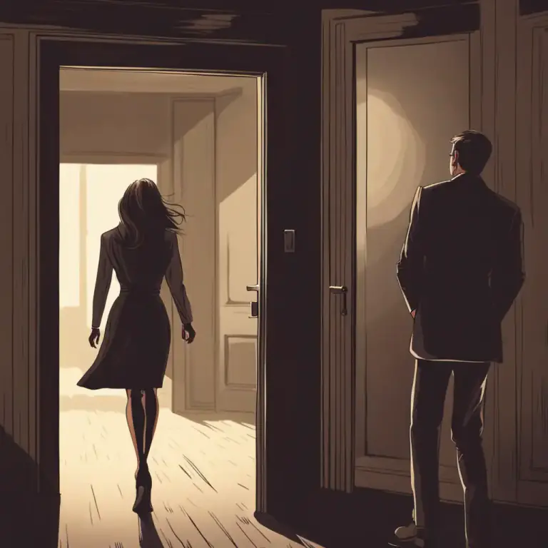 Visual representation of "shut/slam the door in somebody’s face" - To rudely end a conversation or interaction