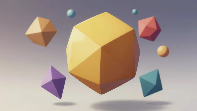 Visual representation of "polyhedron" - A solid shape with many flat faces, straight edges and corners.