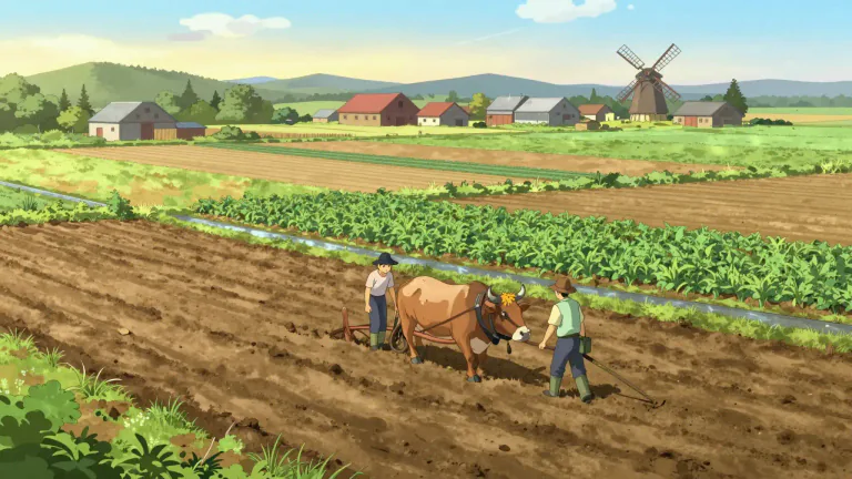 Visual representation of "agrarian" - Related to farming and the use of land for farming.