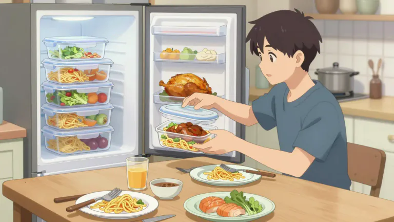 Visual representation of "leftover" - Food that remained uneaten after a meal and is saved for later.
