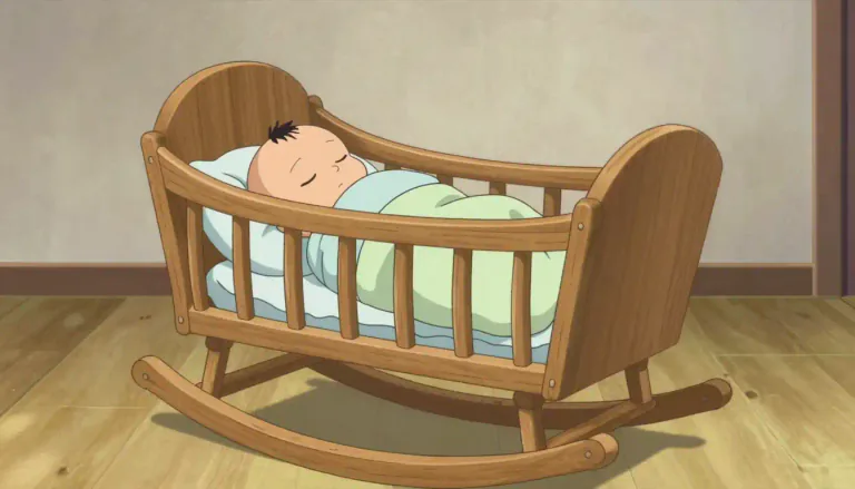 Visual representation of "cradle" - A small bed, often on rockers, for a baby