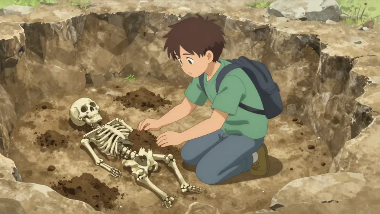 Visual representation of "excavate" - To uncover something by removing earth or rock that covers it