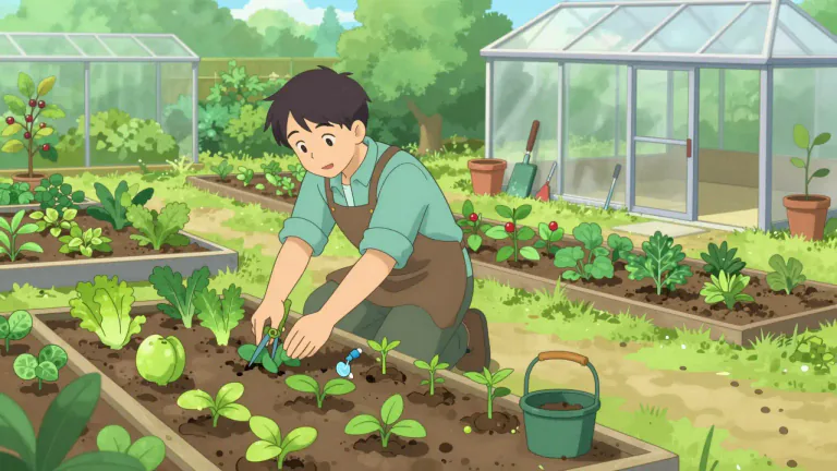 Visual representation of "horticulture" - The science and art of growing fruits, vegetables, and plants, usually in gardens or farms.