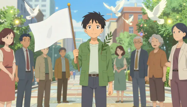 Visual representation of "peacenik" - A person who advocates for peace and opposes war or violence.