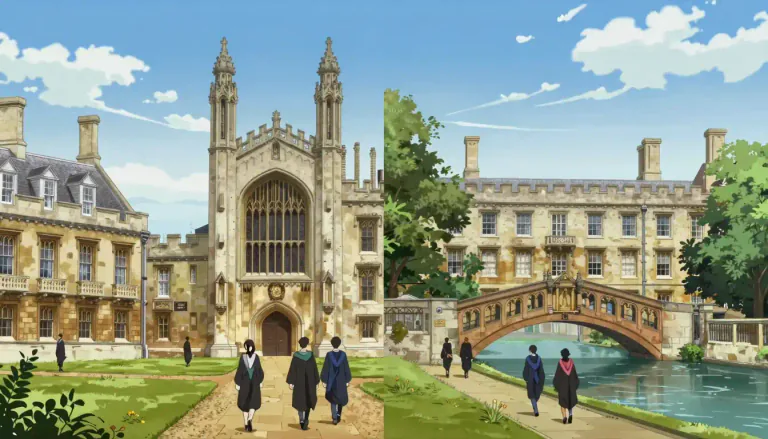 Visual representation of "oxbridge" - A term used to refer collectively to the University of Oxford and the University of Cambridge, which are among the oldest and most prestigious universities in the United Kingdom.