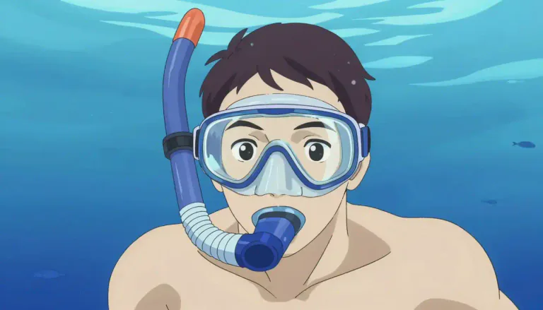 Visual representation of "snorkel" - A long tube attached to a mouthpiece that allows a person to breathe air while their face is submerged in water.