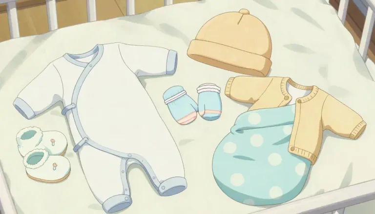 Visual representation of "layette" - A complete outfit or set of clothing for a newborn baby.