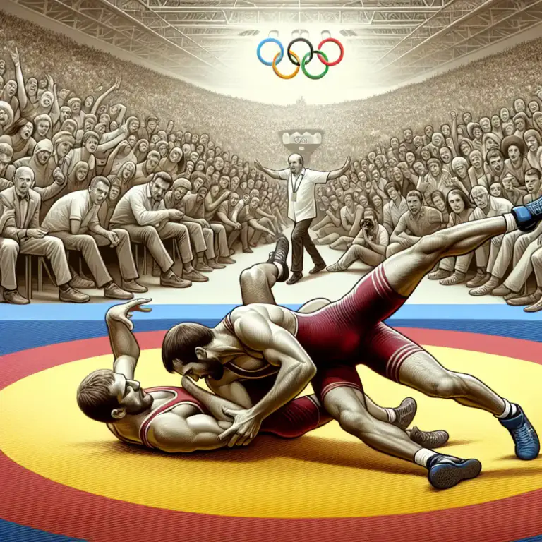 Visual representation of "wrestle" - A sport where two people fight and try to throw each other to the floor