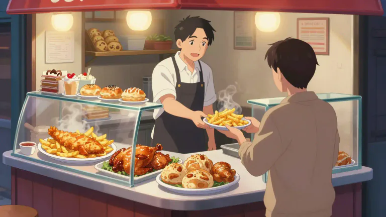 Visual representation of "cookshop" - A place where prepared food is sold, ready to eat.