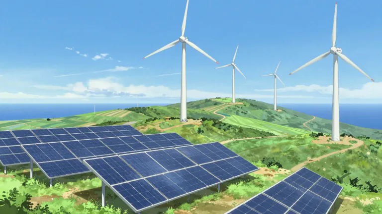 Visual representation of "renewables" - Things that can be replaced or are able to renew themselves. Often refers to natural resources like solar power or wind energy that can be replaced as they are used.