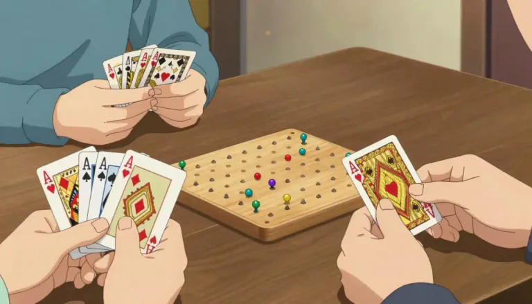 Visual representation of "cribbage" - A game of cards for two or more people, where points are gained by pegging on a board