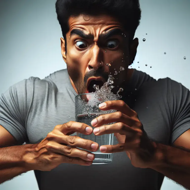 Visual representation of "gulp" - The act of swallowing something in a hurry