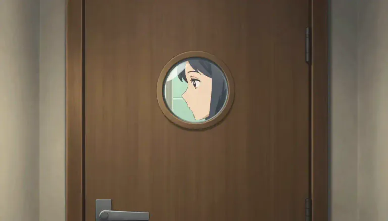 Visual representation of "peephole" - A small hole through which one can look, typically in a door.