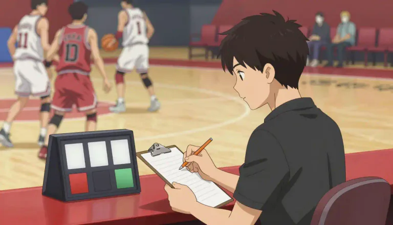Visual representation of "scorekeeper" - A person who records the scores achieved in a game or competition.
