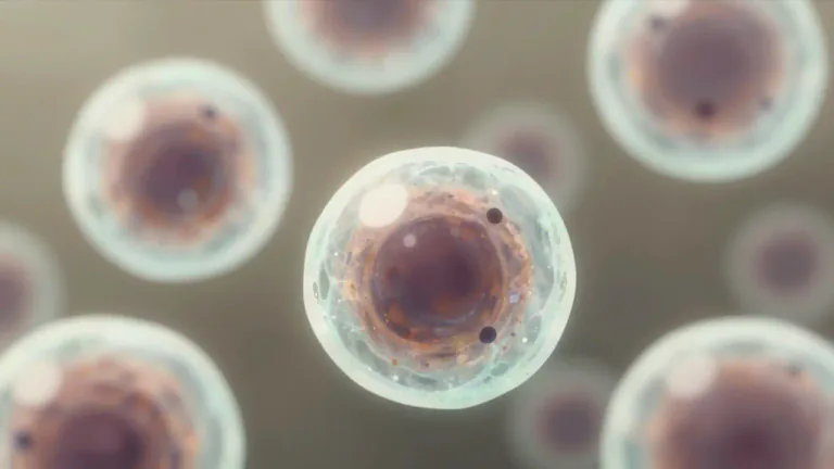 Visual representation of "nucleated" - Having a nucleus or a central core.