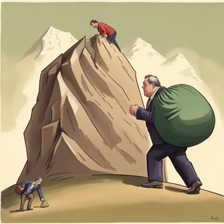Visual representation of "indebted" - Owing money.