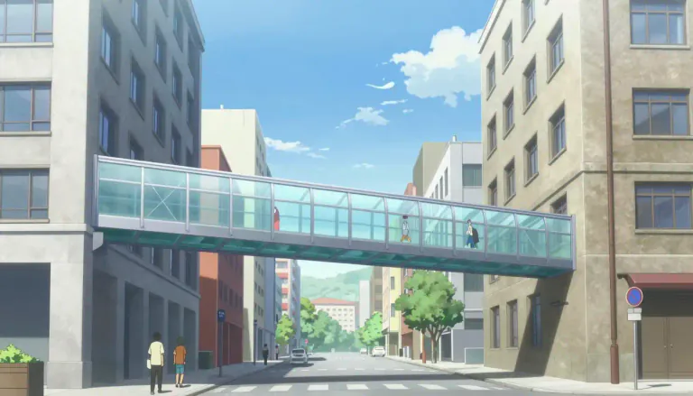 Visual representation of "skywalk" - A skywalk is a structure designed for pedestrians to walk above the ground, typically connecting two buildings or areas.