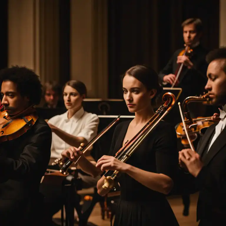 Visual representation of "chamber" - A group of musicians who play classical music, usually a small group