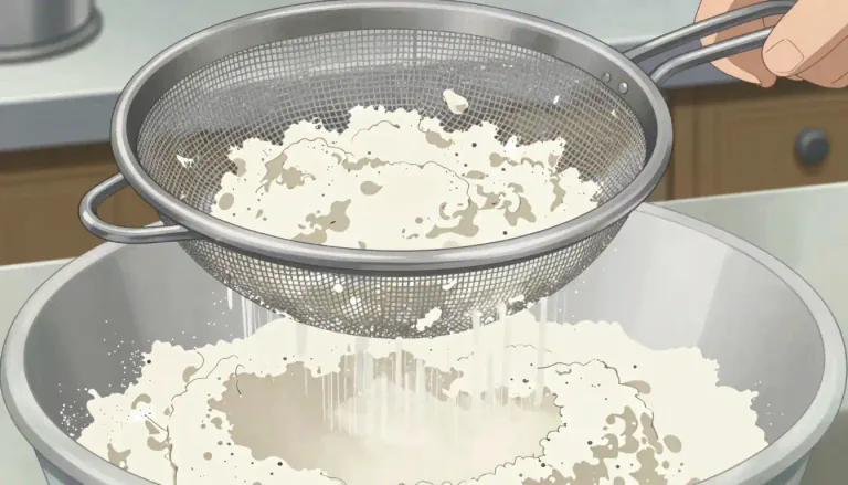 Visual representation of "sieve" - A tool with many small holes, used to separate smaller particles from larger ones or liquids from solids.
