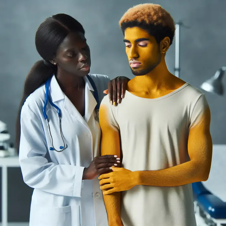 Visual representation of "yellowness" - A condition of the skin turning yellow, often because of illness.