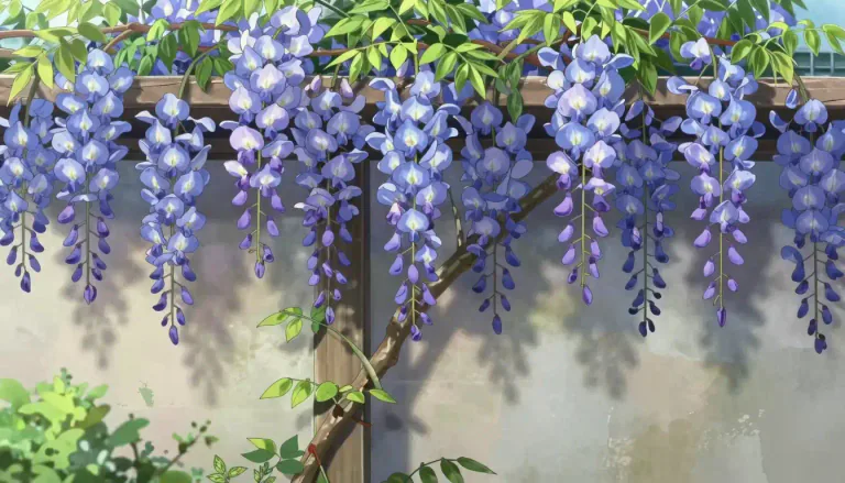 Visual representation of "wisteria" - A climbing plant of the genus Wisteria, known for its long clusters of blue or purple flowers.