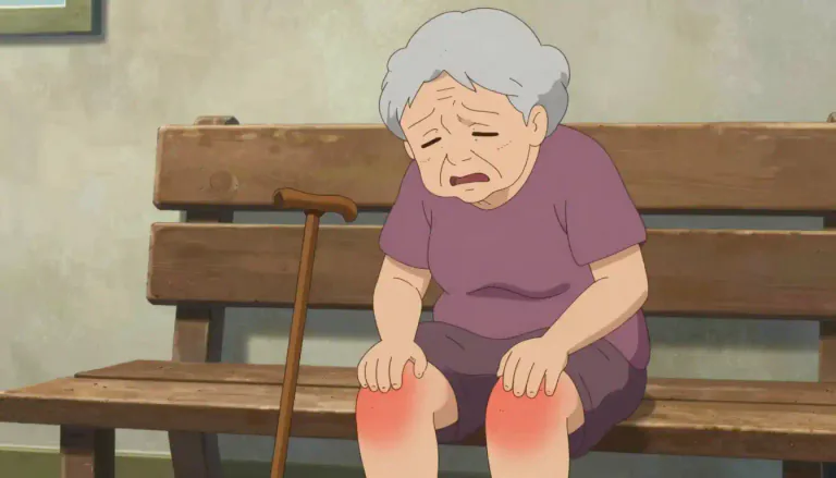 Visual representation of "arthritis" - A medical condition that causes pain and swelling in the body's joints, like the knees or elbows.