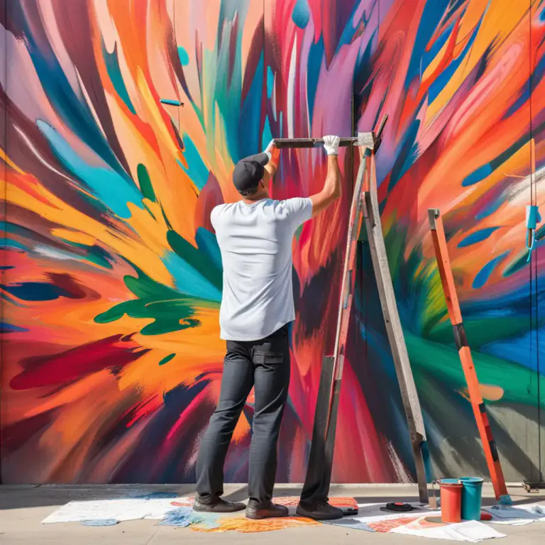 Visual representation of "splash out" - To apply a substance such as paint in large splashes