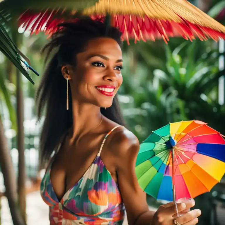 Visual representation of "umbrella" - A type of cocktail made with rum, orange juice, grenadine, and often with a decorative umbrella