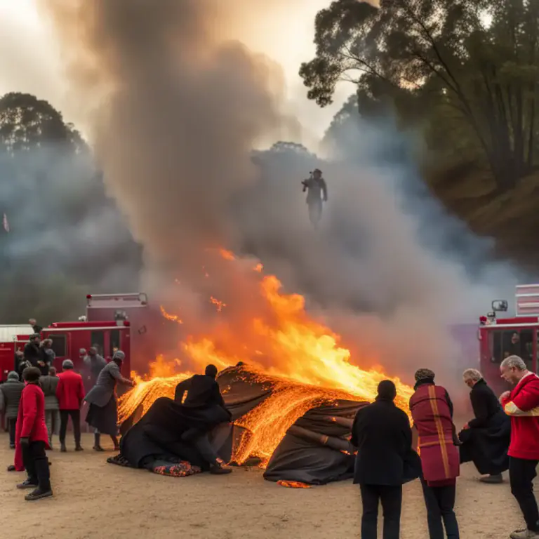Visual representation of "beat out" - To extinguish something, like a fire or a cigarette, by striking it repeatedly