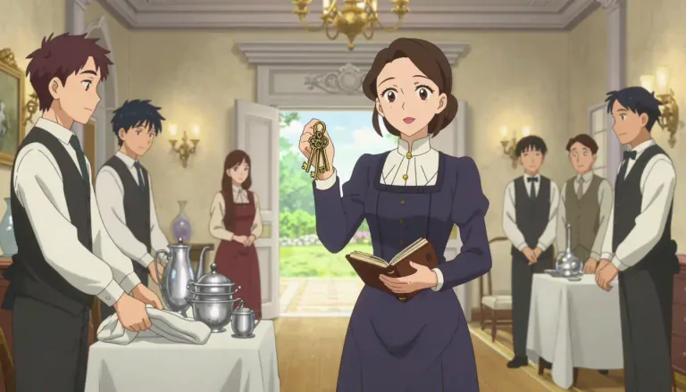 Visual representation of "chatelaine" - A woman who manages a large house or estate, often with a focus on the domestic sphere.