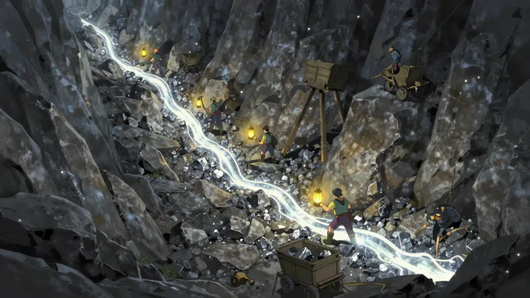 Visual representation of "lode" - A deposit of valuable mineral or metal in the Earth's crust that can be mined.
