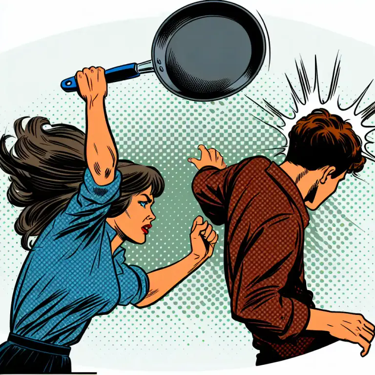 Visual representation of "conk" - To hit someone on the head.