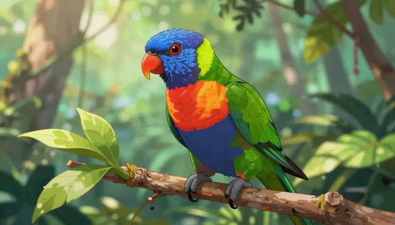 Visual representation of "lorikeet" - A kind of bird that lives in Australia and Southeast Asia, known for its bright, colorful feathers.