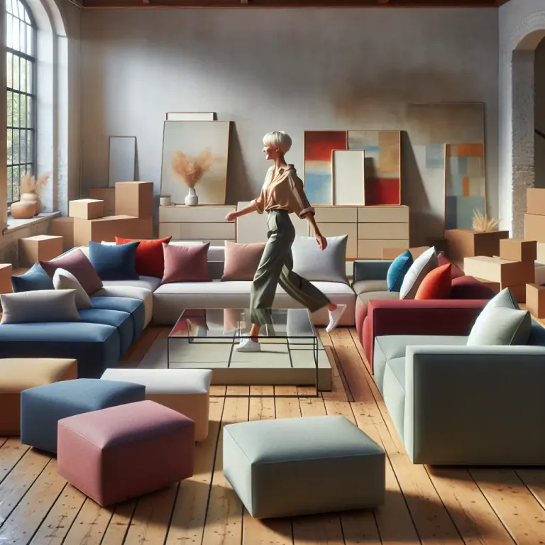 Visual representation of "sectional" - Referring to a type of furniture that is made up of separate parts that can be arranged individually.