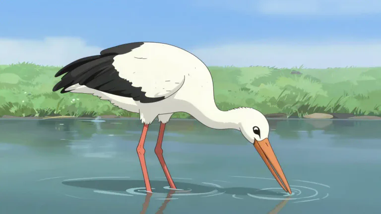 Visual representation of "stork" - A type of large bird with long legs and a long neck, known for delivering babies in folklore.