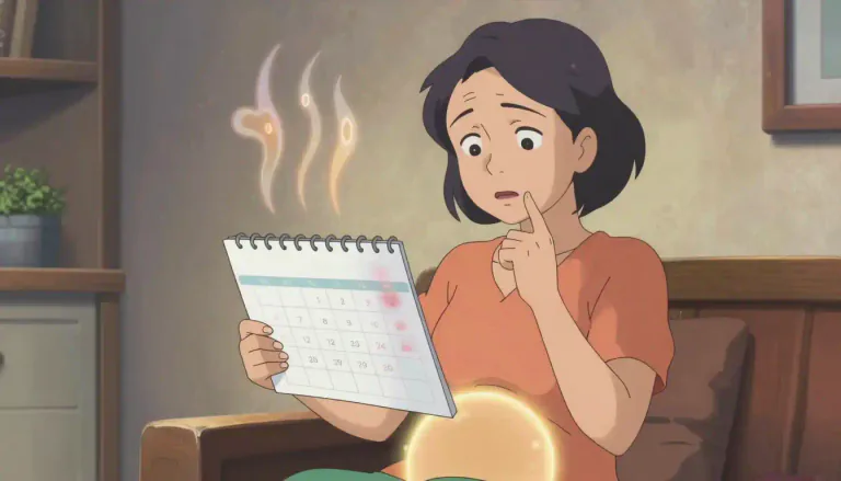 Visual representation of "perimenopause" - The time in a woman's life when her hormones start to change as she approaches menopause, often marked by irregular periods and various physical symptoms.