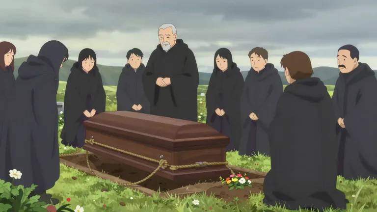 Visual representation of "interment" - The act of placing a dead body into a grave or tomb