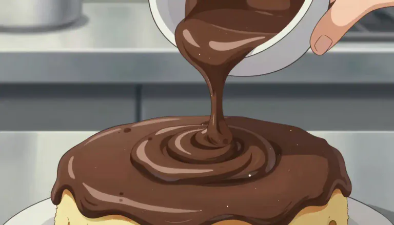 Visual representation of "ganache" - Ganache is a smooth mixture of chocolate and cream, used primarily as a filling or frosting for cakes and pastries.